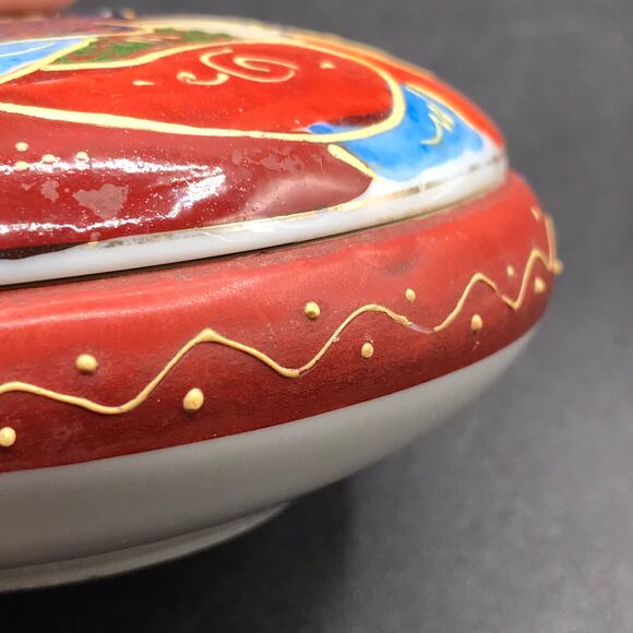 Antique Asian Hand Painted Moriage Porcelian Vanity Trinket Box Marked Foreign - Picture 7 of 10